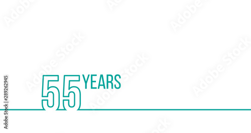 55 years anniversary or birthday. Linear outline graphics. Can be used for printing materials, brouchures, covers, reports. Stock Vector illustration isolated on white background