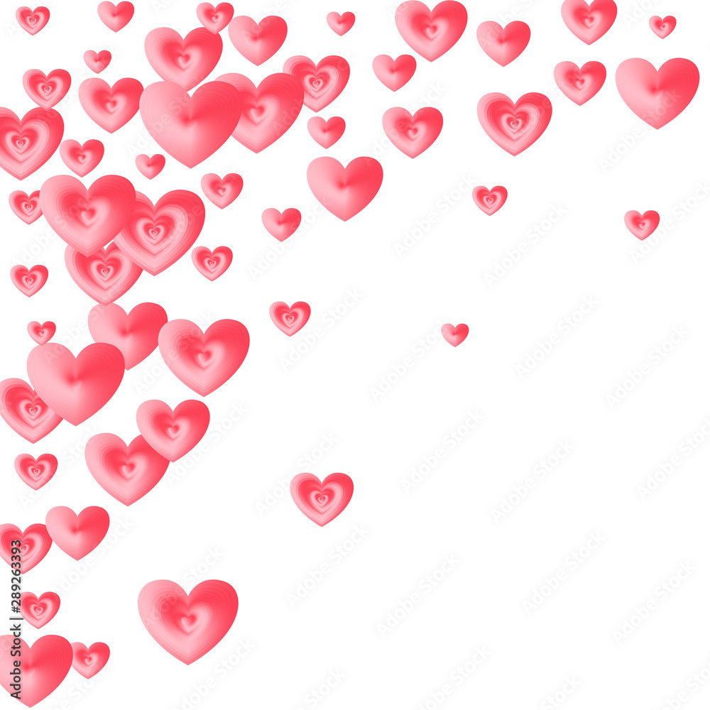 Red heart shapes vector illustration. Social media like vector symbols. Flat Valentine card background. Party decor heart shapes beautiful wallpaper pattern.