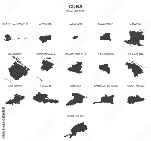 political map of Cuba on white background