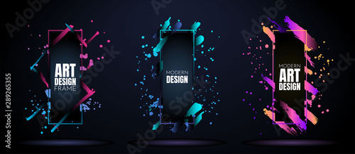 Vector frame for text. Modern Art graphics. Dynamic frame stylish geometric black background. Element for design business cards, invitations, gift cards, flyers and brochures