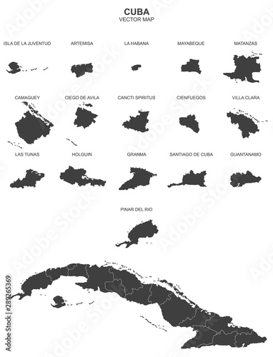 political map of Cuba on white background