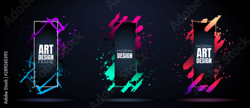 Vector frame for text. Modern Art graphics. Dynamic frame stylish geometric black background. Element for design business cards, invitations, gift cards, flyers and brochures
