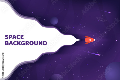 Vector illustration. Panoramic space wallpaper. Abstract concept. Gradient planets. Space exploration. Modern art graphics. Elements for web design