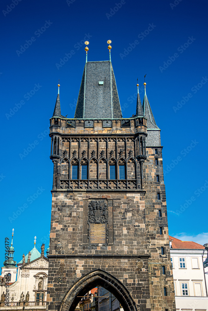 Fototapeta premium Old town Charles Bridge Tower Gateway in Prague, Czech Republic
