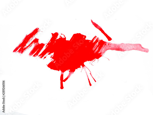 The red watercolor hand painting on paper white background
