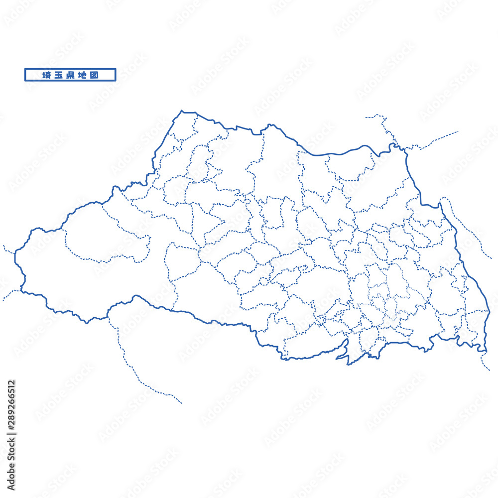 サイタマ県地図 シンプル白地図 市区町村