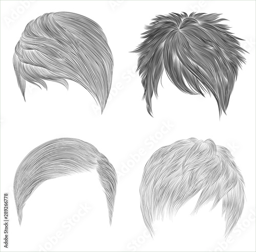 set of different trendy woman man hairs. sketches . Beauty style..unisex