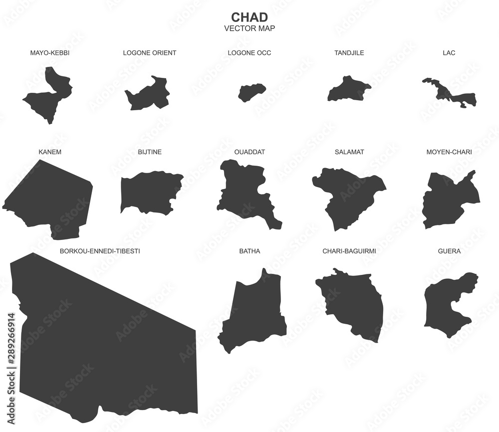 vector political map of Chad on white background vector political map of Chad on white background