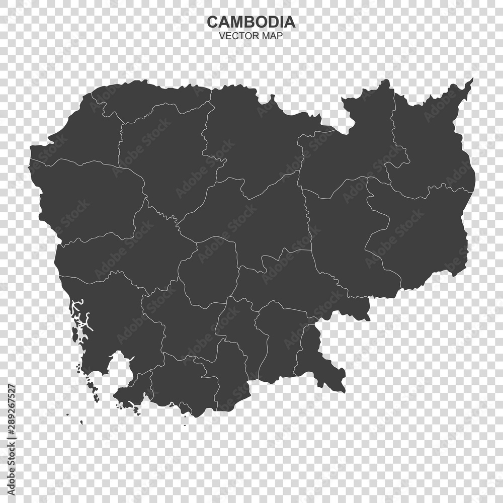 vector map of Cambodia isolated on transparent background