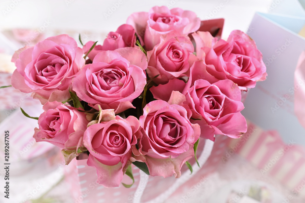 top view of the bunch of pink roses top view of the bunch of pink roses