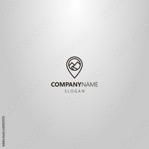 Free Download black and white simple vector line art logo of a mountain landscape in map mark - GFXLoad