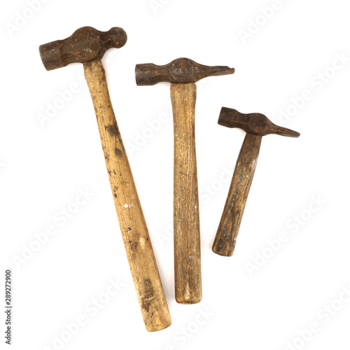 A selection of 3 vintage wooden hammers