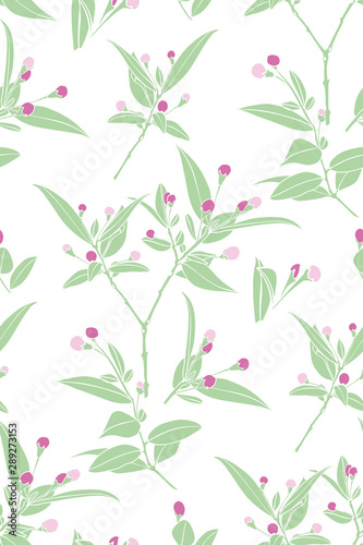 Colorful floral design seamless pattern. Wild flowers and leaves background. Vector . Textile design, wallpaper, fabric print.