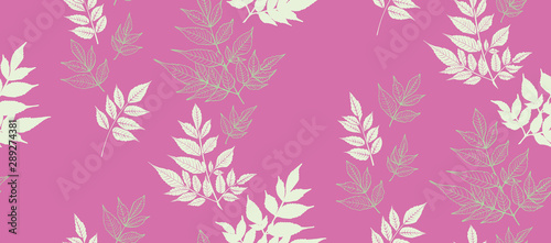 Leaves seamless pattern. Vector background hand drawn. Textile print, wrapping ,wallpaper. © Elena