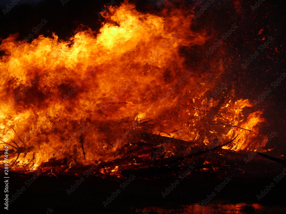 Christbaumverbrennung Weihnachtsbaumverbrennung Feuer Flammen und Feuerwehr