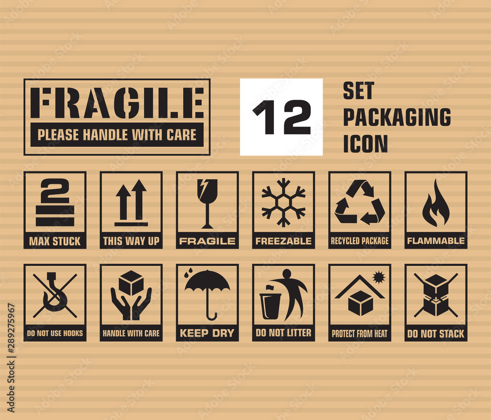 Fragile Icon, Packaging Icon Vector
