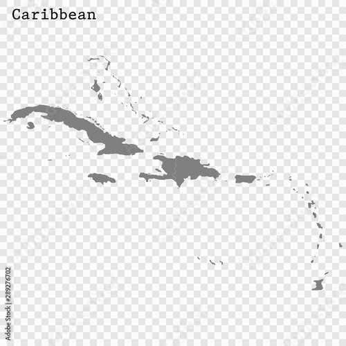 High quality map of Caribbean