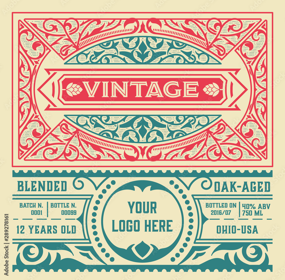 Vintage liquor label template. Vector layered