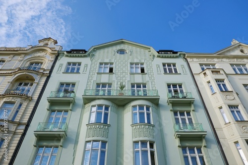 Green tenement house in Prague