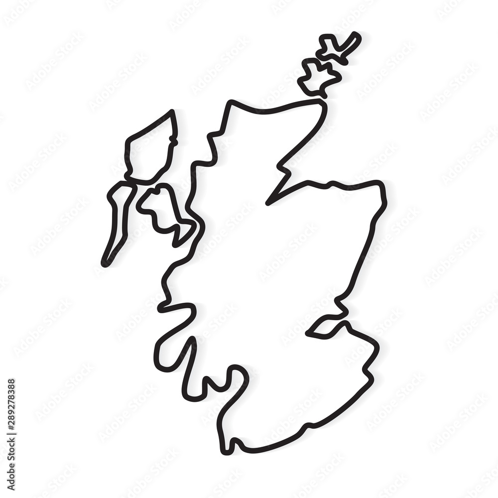 abstract black outline of Scotland map- vector illustration