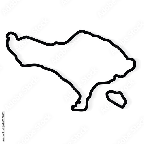 abstract black outline of Bali map- vector illustration