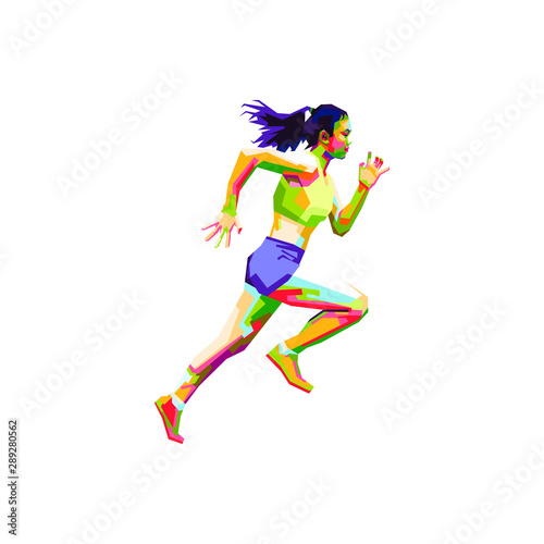 running girl wpap pop art illustration