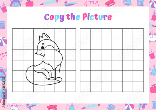 Copy the picture. Drawing activity for kids. Educational game for preschool children. Vector Illustration. 