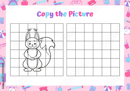 Copy the picture. Drawing activity for kids. Educational game for preschool children. Vector Illustration. 