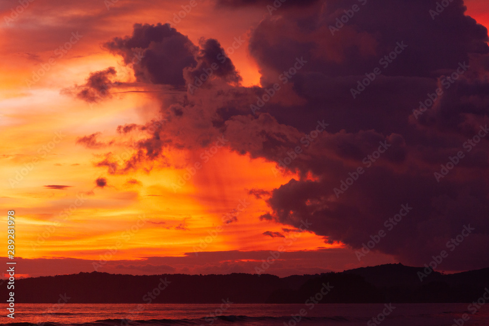 Beautiful vivid sky over the beach scenery with sea view, clouds, and waves. Nature beauty composition. Beautiful vivid sky over the beach scenery with sea view, clouds, and waves. Nature beauty composition.