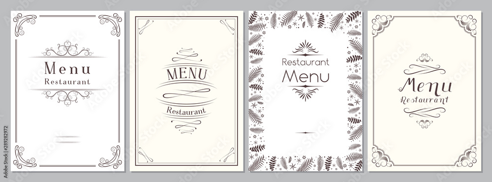 Classic/ retro/ vintage restaurant menu cover - A4 format, template - obrazy, fototapety, plakaty 