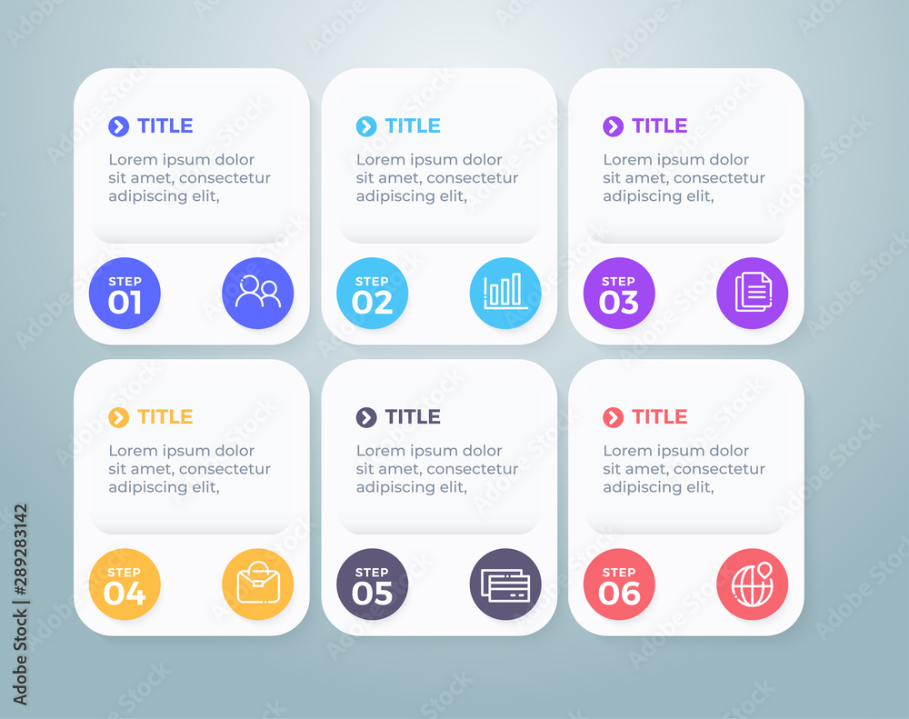 Obraz premium Vector infographic design template with 6 options steps