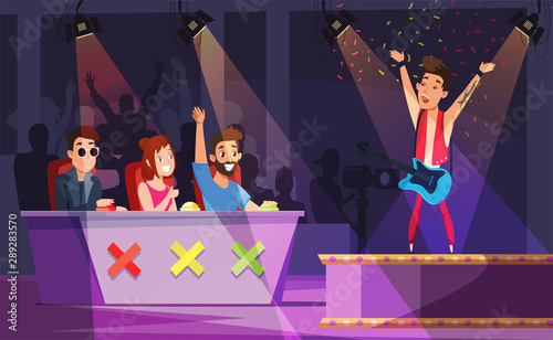 Talent show flat vector illustration