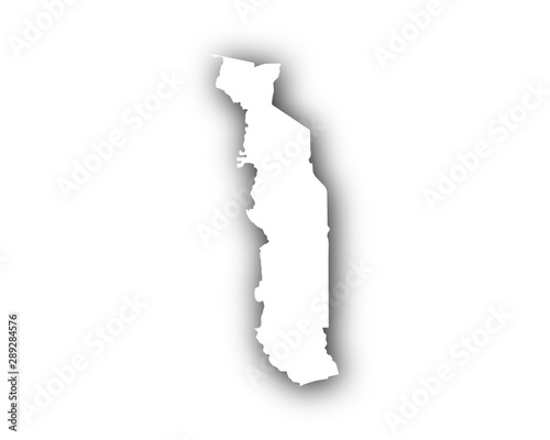 Karte von Togo mit Schatten