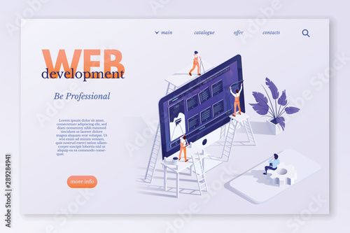 Web development landing page vector template