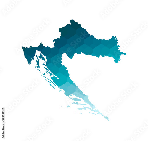 Foto Vector isolated illustration icon with simplified blue silhouette of Croatia map