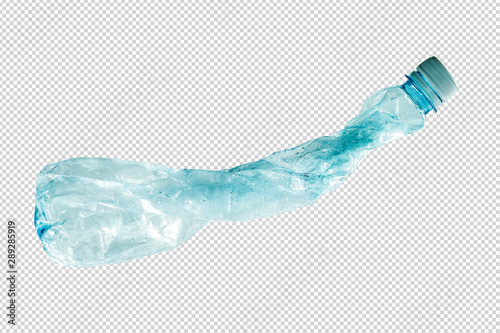 Plastic bottle and gray background 