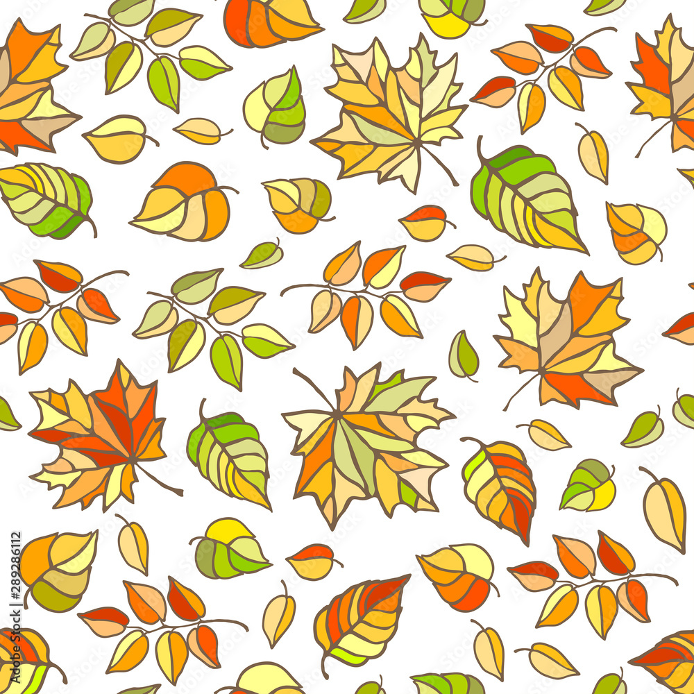 Seamless vector pattern. Bright stylized autumn leaves Seamless vector pattern. Bright stylized autumn leaves