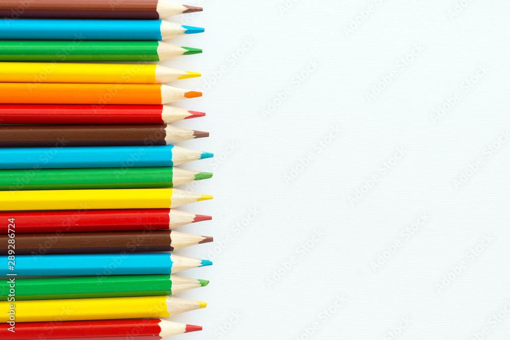 rainbow color pencils on white background rainbow color pencils on white background