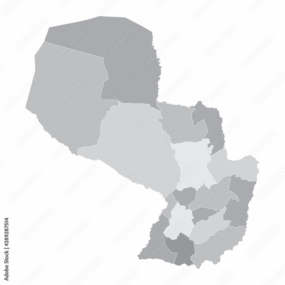 Fototapeta premium Paraguay regions map
