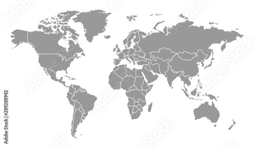 Fototapeta Naklejka Na Ścianę i Meble -  Detailed Gray World Map Separated Country Vector Design