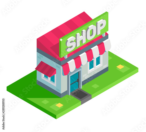 A vector illustration of Isometric shop. Isolated retail Store concept.