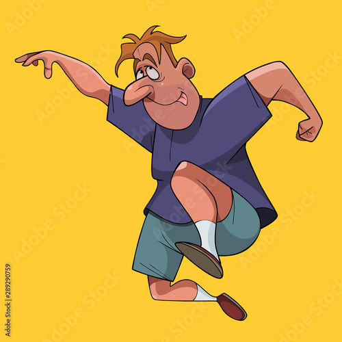 cartoon cheerful man fooling around and dancing funny bouncing