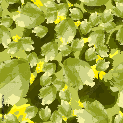 Floral seamless pattern in green and yellow colors