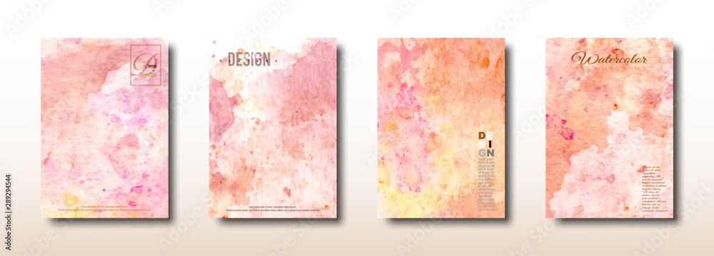 Orange and pink watercolor hand painted collection Stock Vector | Adobe ...