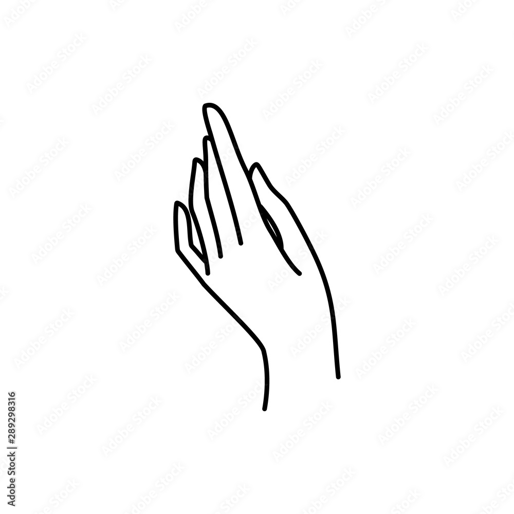 Woman's hand icon line. Vector Illustration of female hands of different gestures. Lineart in a trendy minimalist style Woman's hand icon line. Vector Illustration of female hands of different gestures. Lineart in a trendy minimalist style