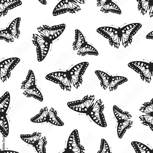 Ornate butterflies seamless pattern. Cute insect texture, winged gorgeous wedding butterfly monarch wor wrapping paper. Vector isolated illustration.