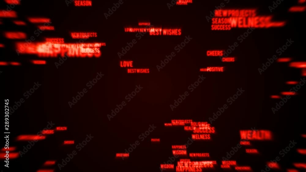 Happy New Year Background Text Reveal/ 4k animation of an abstract christmas and happy new year background with multiple words appearing smoothly
