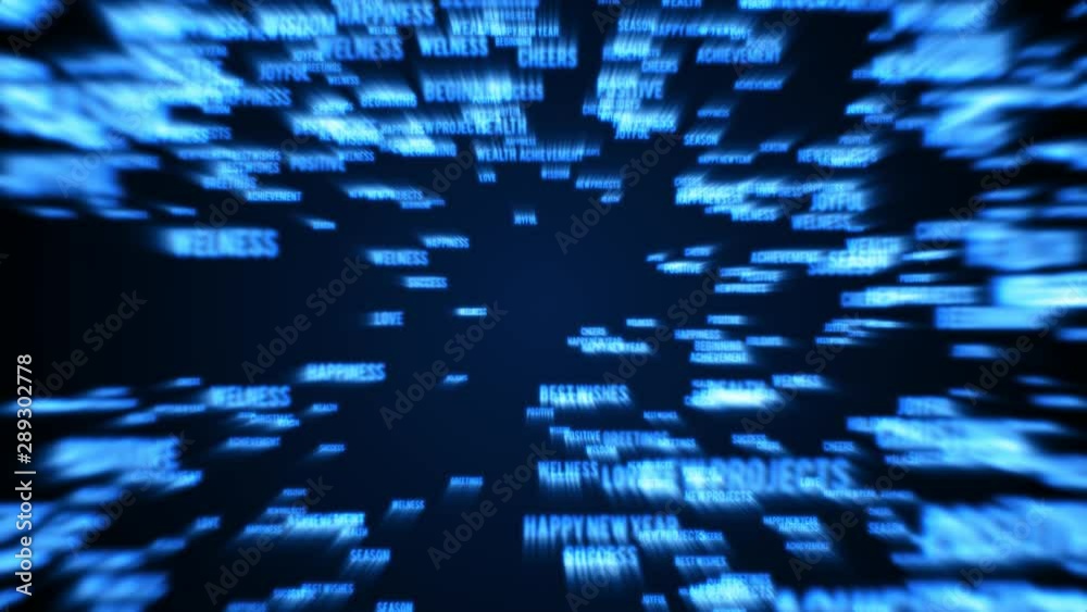 Happy New Year Background Text Reveal/ 4k animation of an abstract christmas and happy new year background with multiple words appearing smoothly