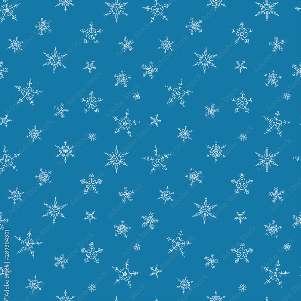 Beautiful Snowflakes seamless pattern - hand drawn, great for Christmas or New Years themed fabrics, banners, wrapping paper, wallpaper or cards - vector surface design