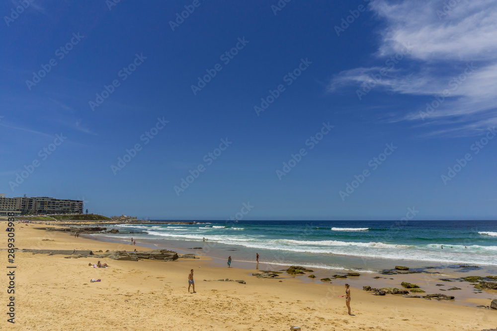 Newcastle City Main Beach during Summer—one of the best surf location in Australia. 